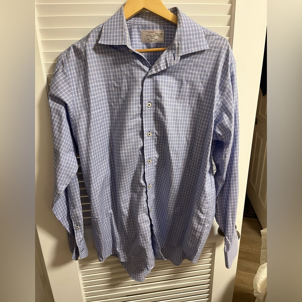 Lorenzo Uomo Blue and White Checkered Shirt